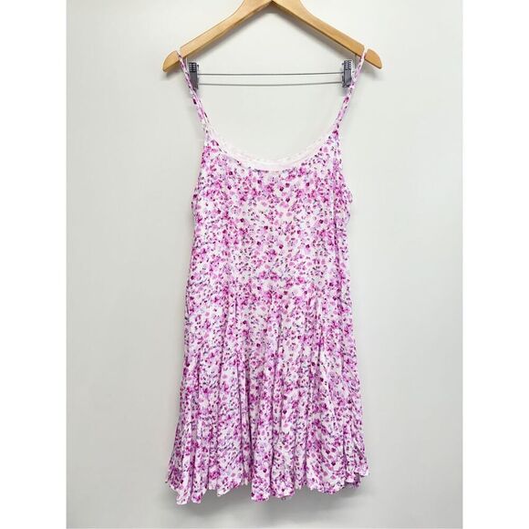 AQUA Mini Dress Size Medium Spaghetti Strap Floral Pink White NEW - Picture 3 of 9